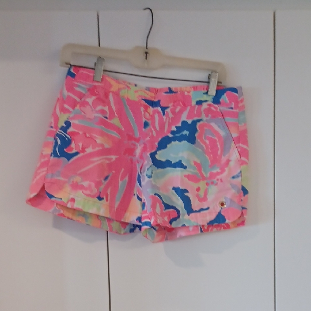 Lilly Pulitzer Pink and Blue Athletic Shorts Vibrant Design